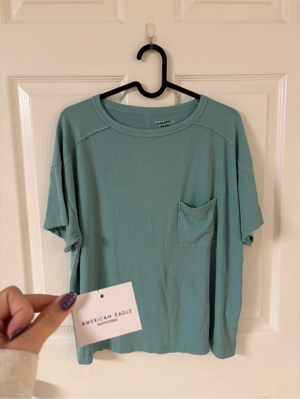 NEW American Eagle Women's Blue Pocket Tee